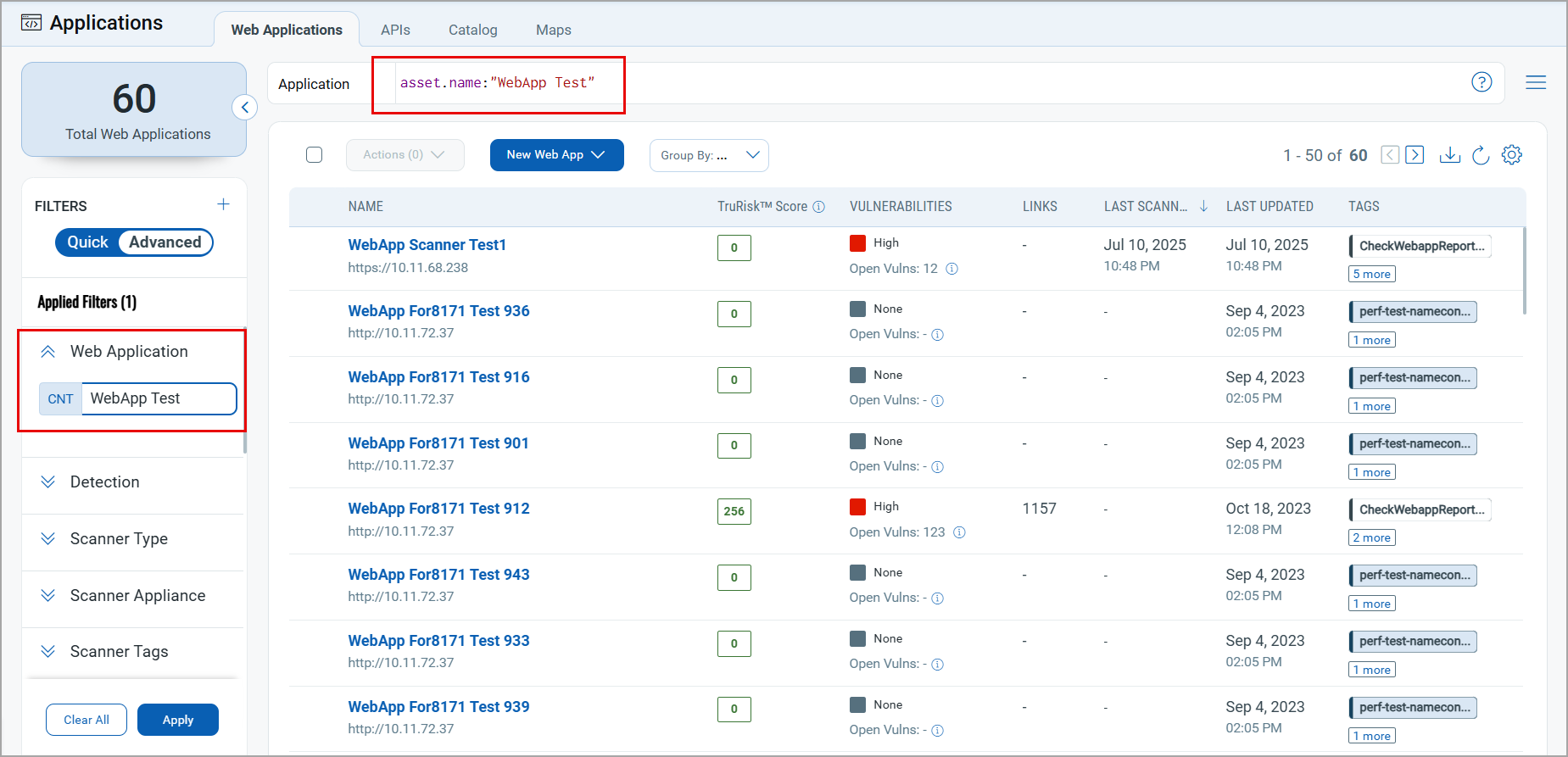 Advanced search - exact search.